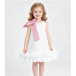 Jolie robe Princesse à Volants et Épaules Dénudées ou grand style avec Détail Nœud Floral