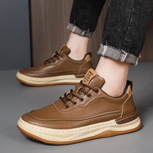 Chaussures de sport décontractées tendance avec lacets, confortables et élégantes pour hommes, marron