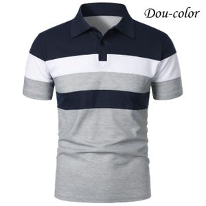 Dou-color Polo d'affaires pour hommes à trois tons, série polo à manches courtes - Gris, Blanc, Bleu