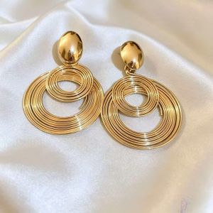 Boucles d'Oreilles Pendantes Dorées Multi-Cercles - Style Luxe Anti-Allergique pour Femme