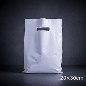Lot de 120 sacs plastique 20x30cm blanc avec poignées découpées - Idéal boutiques, événements.. – sachets Emballages plastiques 