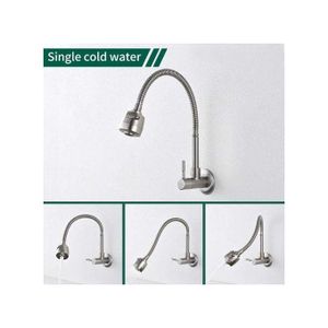 Robinet De Cuisine A Rotation Eau Froide En Inox - Argent