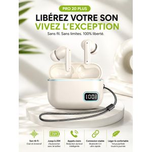 Article Écouteurs Bluetooth Sans Fil PRO 20 PLUS avec Écran LED – Son Hi-Fi & Autonomie Longue Durée