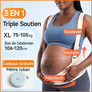 Ceinture de Maintien Grossesse 3-en-1 (Taille XL: 106-120cm) - Bandeau Soutien Ventre & Dos Ultra-Respirant + Mètre Ruban Offert