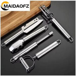 MAIDAOFZ Éplucheur de fruits et légumes en acier inoxydable, outil de trancheur manuel, Gadget de cuisine, ensemble pour éplucher Julienne sans électricité, 5 pièces/ensemble-