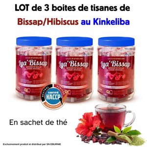 Lot de 3 boites de tisane - Saveur Bissap au kinkéliba PREMIUM - 20 sachets par boite - ALLIANCE NATURELLE DE BIEN-ETRE ET DE SAVEURS