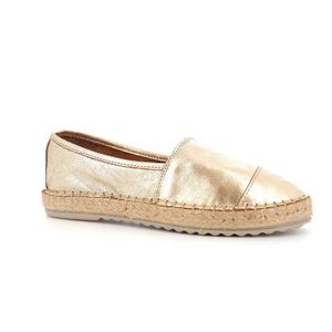 MiGATO Espadrilles Plates en Cuir Métallisé Doré - Femme (pointure 35- 36)