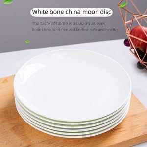 Lot de 6 Assiette plate ronde en céramique blanche. Convient pour le steak, les plats occidentaux, le déjeuner, le dîner, réutilisable