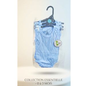 Lot de 3 Bodys Bébé en Coton - Sans Manches - 0 à 3 Mois - Ultra Doux