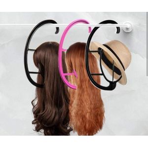 Tête de perruque accrochable rose 