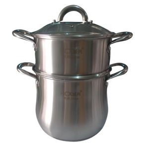 Couscoussier  En  Inox 14 L  Avec  Couvercle  En  Verre