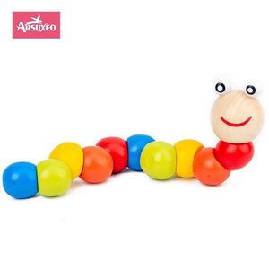 Arsuxeo Jouet éducatif bébé Montessori Jouets en bois 3D Apprentissage de l'enfance Blocs en bois colorés pour enfants