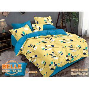 Belle Lot de 2 Draps et 2 Taies -pour Lit 3 Places jaune bleu 