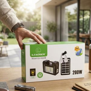 Kit Éclairage Solaire Rechargeable LEADDER LD-H200B 200W – Station Portative avec Panneau Solaire