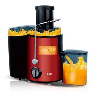 RAF Extracteur de Jus Centrifugeuse Puissante 1000 W - 2 Vitesses (Lames Inox), Grand Pichet & Récipient à Pulpe - Jus Frais de Fruits et Légumes (Design Rouge/Noir)