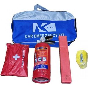 Kit d'Urgence Complet pour Voiture – Extincteur, Triangle de Prés signalisation, Câble de Remorquage & Trousse de Premiers Secours