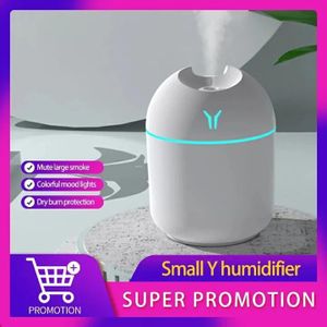 Humidificateur d'air 250ML, Diffuseur d'huile essentielle, Purificateur de voiture Anion Brumisateur USB avec lampe LED