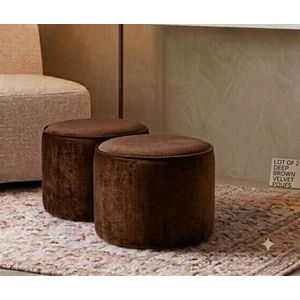 SIMO Lot de 2 Poufs Ronds en daim Premium Maarron