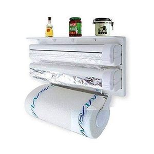 distributeur mural cuisine, porte rouleaux film alu, dévidoir film étirable, support essuie-tout mural, coupe film cuisine, étagère épices, Shopez Ici