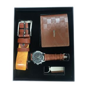 Coffret Cadeau "Élégance Classique" pour Homme – Montre, Portefeuille, Ceinture & Porte-clés