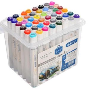 Lot de 48 marqueurs artistiques à double pointe, encre à base d'alcool - Multicolore