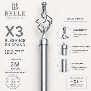Belle lot De Tringles à Rideaux Extensible 2m