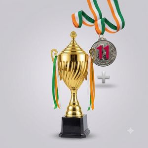 Trophée de football en métal universel grand format avec 11 MEDAILLES DE FOOTBALL