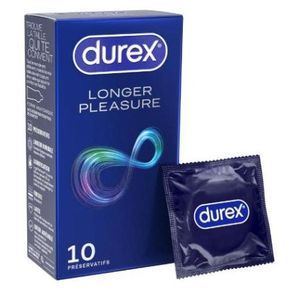 Durex  Longer Pleasure - 10 Préservatifs Retardant Extra lubrifiés - Prolonge la durée du rapport (ex Performance Booster)