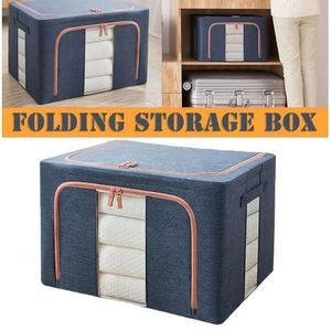 Boîte de rangement pour vêtements à cadre en acier de 66L, organisateur de vêtements, pliable - 50*40*33cm