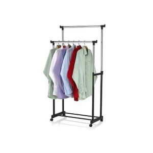 COOL Paire De Cintres Mobiles En Métal Avec étagère à Chaussures Noir/Argent