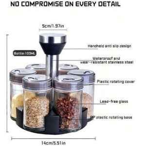 Organisateur D'Épices Support À Épices Rotatif Poivrière 6 Pièces