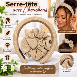 Autre Serre-Tête Femme avec Chouchous Assortis – Bandeau Cheveux Élégant et Confortable