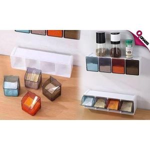 Boîte D'assaisonnement Murale à 4 Grilles Avec Cuillère