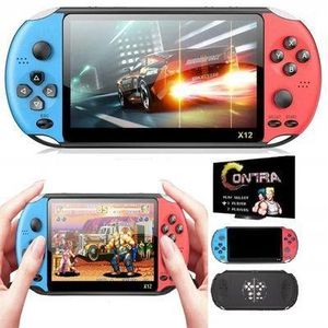 Console- jeux vidéo rétro X12 Plus 7 pouces 64 bits, lecteur 3500-en 1 - 16 go-jeux d'enfance_Rouge, bleu