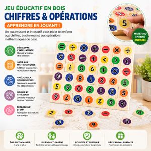 Jeu éducatif en bois chiffres et opérations mathématiques pour enfants
