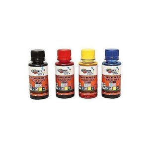 Lot de 4 Recharges cartouches d'encre universelle Noir Rouge Jaune Bleu