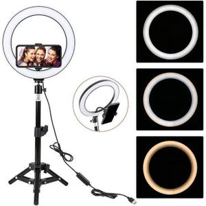 Selfie Anneau Lumineux LED 10 pouces avec Support Smartphone