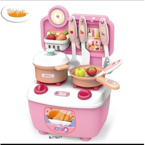 Cuisine Jouet Enfant Multifonction "Dream Kitchen" – Mini Cuisine Complète avec Ustensiles, Évier et Accessoires Alimentaires - Rose