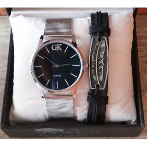 Montre Pour Homme - Argenté- Fond Noir + Bracelet NB