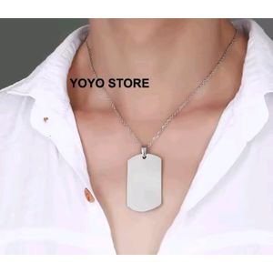 chaîne Homme  pendentif carré,  En Acier Inoxydable Doré idéal cadeau de saint valentin , anniversaire, baptême..