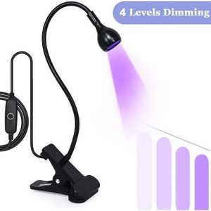 Lampe à ongles UV 3 W, mains libres, séchage à ongles gel LED, lampe de durcissement rotative avec clip fixe pour ongles en gel