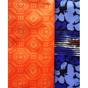 Fashion Classic Loulou baz orange tissu pagne bleu multicolore 