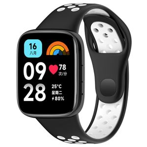 Silicon Bracelet Silicone-Perforé pour Redmi Watch 3 Active - Noir_Blanc