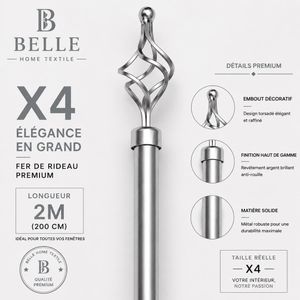 Belle lot De 4  Tringles à Rideaux Extensible 2m