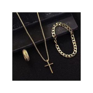 Collier Croix BagueEnsemble De 3 Pièces-OR