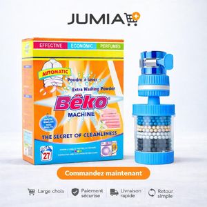 Beko Pack Lessive Machine + Filtre Purificateur d’Eau – Propreté & Eau Plus Saine