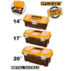 Ingco jeu de 3 boites a outils en plastique 14"17" 20" pbxk0302