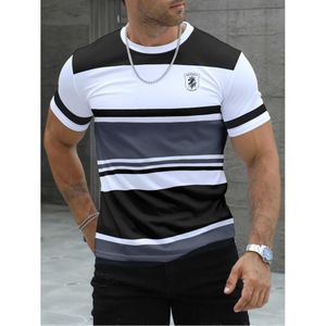 Fahsion T-shirt Homme Design Rayures Noir Blanc  – Coupe Slim Moderne
