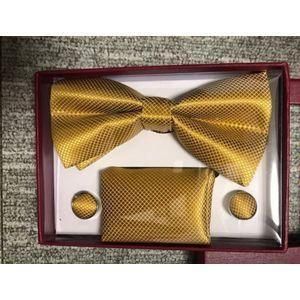 Coffret Nœud Papillon + Pochette + Bouton De Manchettes - Jaune