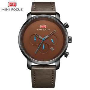 MINI FOCUS Montre Homme Quartz, Analogique - En Cuir -Chronographe - Nouvelle Collection-MF0102